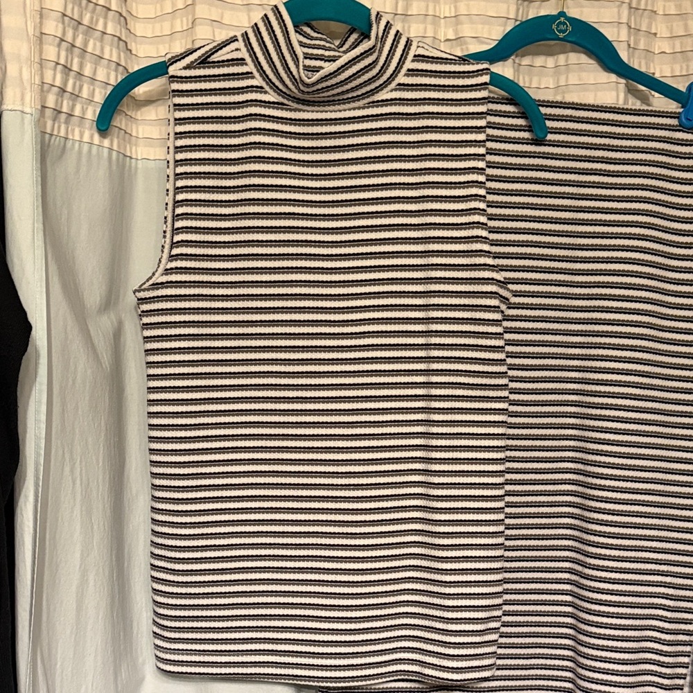 2 Piece Set: LOFT Black and White Striped Knit Top